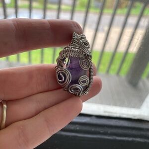 Amethyst wire wrapped pendant